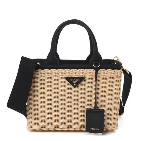 wicker bag prada|Prada canvas shoulder bag.